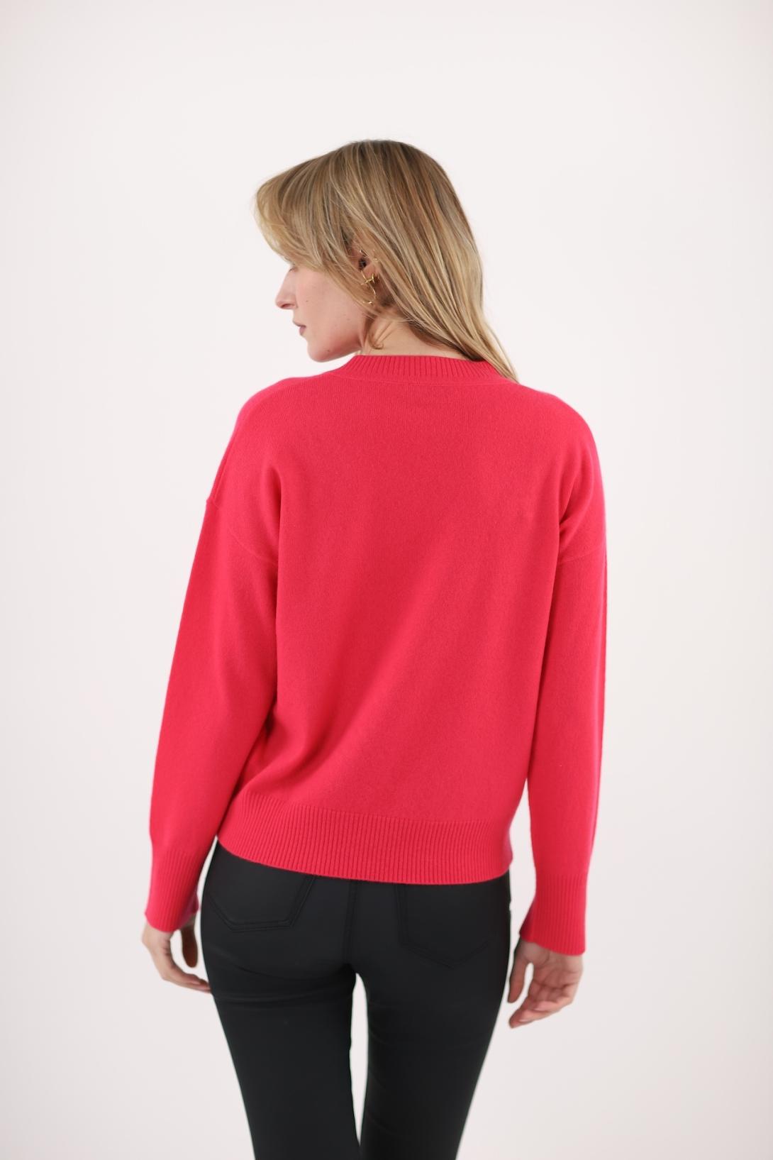 Pull col V strass étoiles colorées