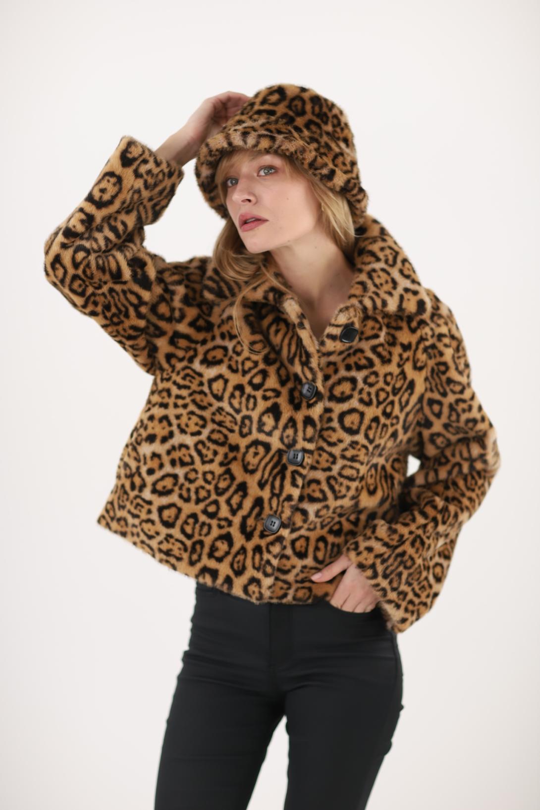 Veste boutonnée imprimé panthère