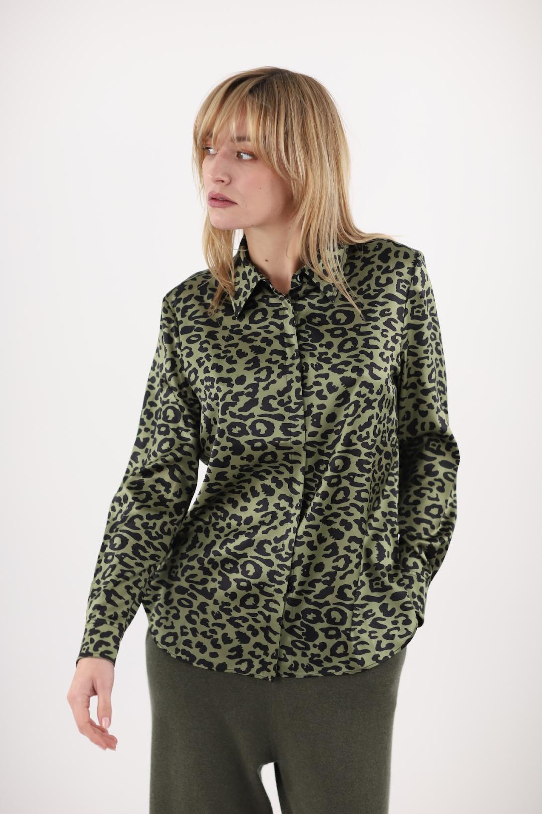 Chemise soie imprimé léopard
